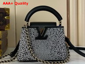 Louis Vuitton Capucines Mini Handbag Silver Cyrstals On Textile Replica