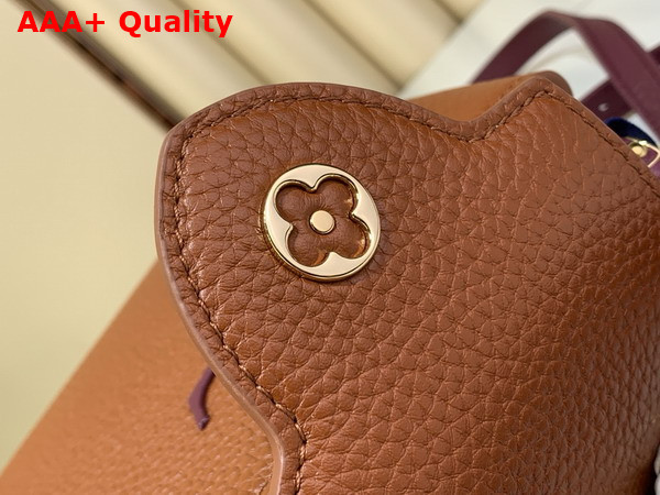 Louis Vuitton Capucines Mini Handbag Tan and Bordeaux Taurillon Leather with Hand Braided Chain Replica