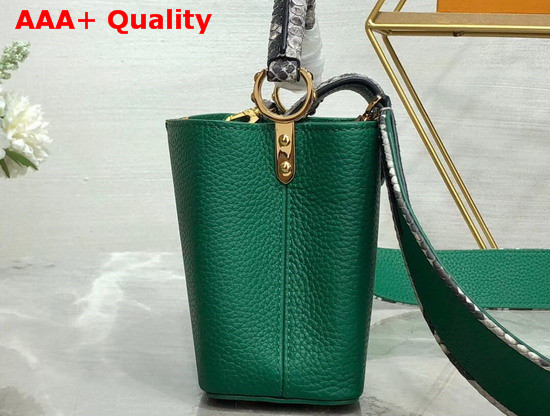 Louis Vuitton Capucines Mini Handbag Taurillon Leather and Python Skin Details Green Replica