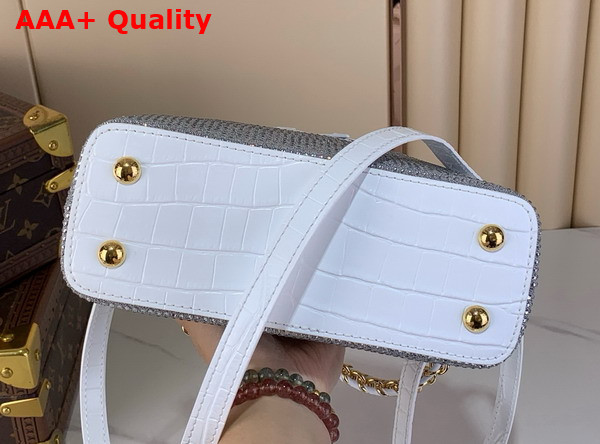 Louis Vuitton Capucines Mini Handbag White Cyrstals On Textile Replica