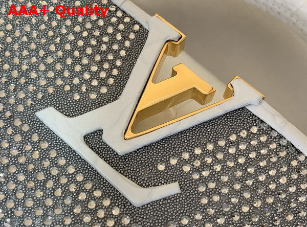 Louis Vuitton Capucines Mini Handbag White Cyrstals On Textile Replica