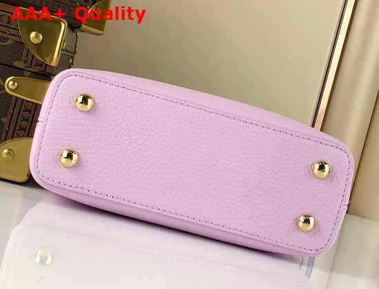 Louis Vuitton Capucines Mini Handbag Wisteria Light Pink Taurillon Leather Rainbow Color Leather Braided into the Strap and Handle M57945 Replica