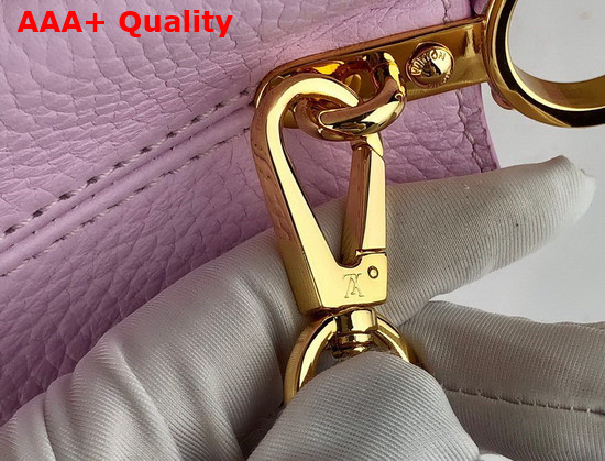 Louis Vuitton Capucines Mini Handbag Wisteria Light Pink Taurillon Leather Rainbow Color Leather Braided into the Strap and Handle M57945 Replica