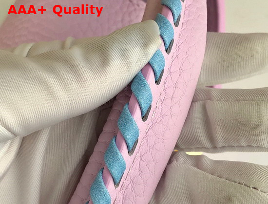 Louis Vuitton Capucines Mini Handbag Wisteria Light Pink Taurillon Leather Rainbow Color Leather Braided into the Strap and Handle M57945 Replica