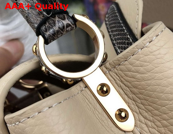 Louis Vuitton Capucines Mini Handbag in Banane Yellow Taurillon Leather and Ayers Snakeskin Handle M55923 Replica