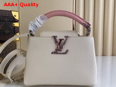 Louis Vuitton Capucines Mini Handbag in Beige Taurillon Leather with Lizard Details Replica