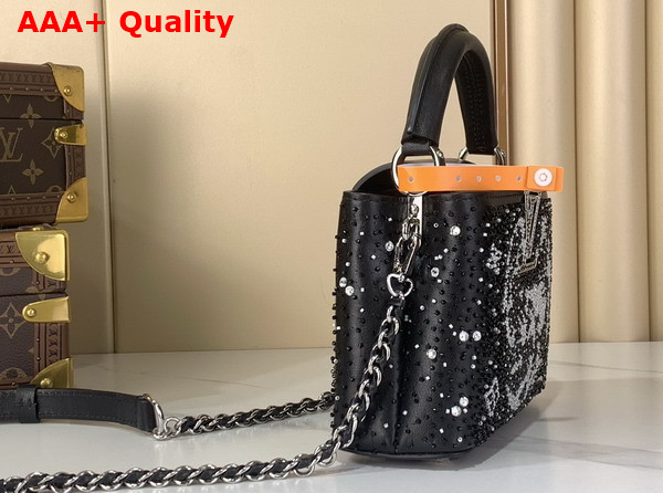 Louis Vuitton Capucines Mini Handbag in Black Beaded Embroidered Calfskin Leather M12977 Replica