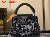 Louis Vuitton Capucines Mini Handbag in Black Beaded Embroidered Calfskin Leather M12977 Replica