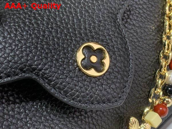 Louis Vuitton Capucines Mini Handbag in Black Taurillon Leather Embellished with Two Decorative Chains Replica