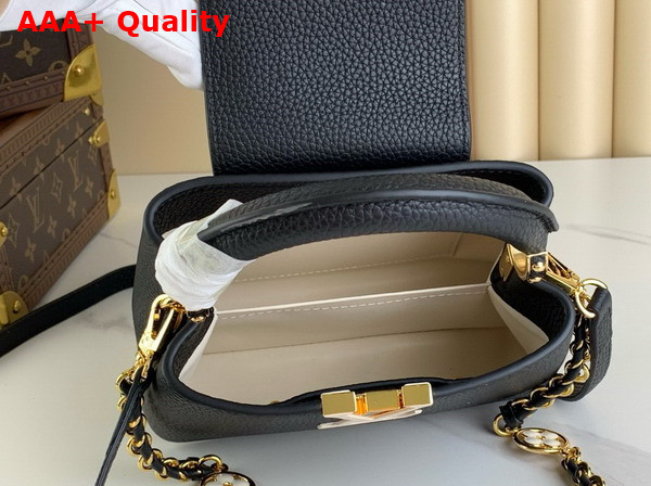 Louis Vuitton Capucines Mini Handbag in Black Taurillon Leather Replica
