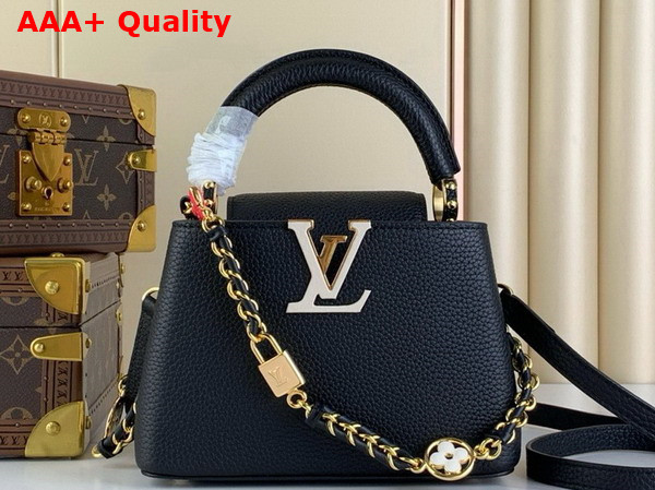 Louis Vuitton Capucines Mini Handbag in Black Taurillon Leather Replica
