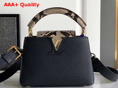 Louis Vuitton Capucines Mini Handbag in Black Taurillon Leather and Python Leather Trim Replica