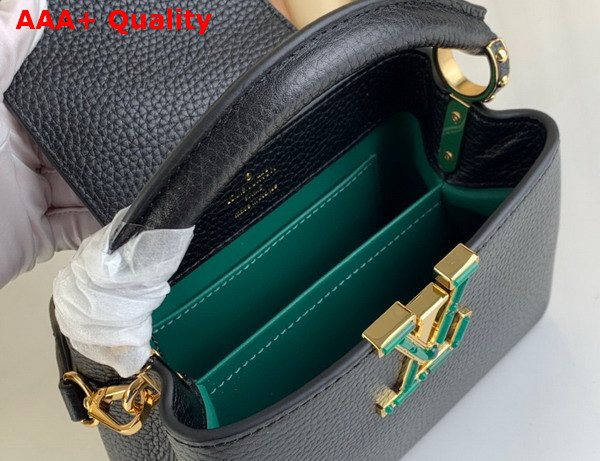 Louis Vuitton Capucines Mini Handbag in Black Taurillon Leather with Crystals Replica