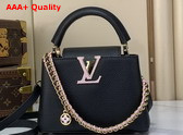 Louis Vuitton Capucines Mini Handbag in Black Taurillon Leather with Hand Braided Chain M29439 Replica