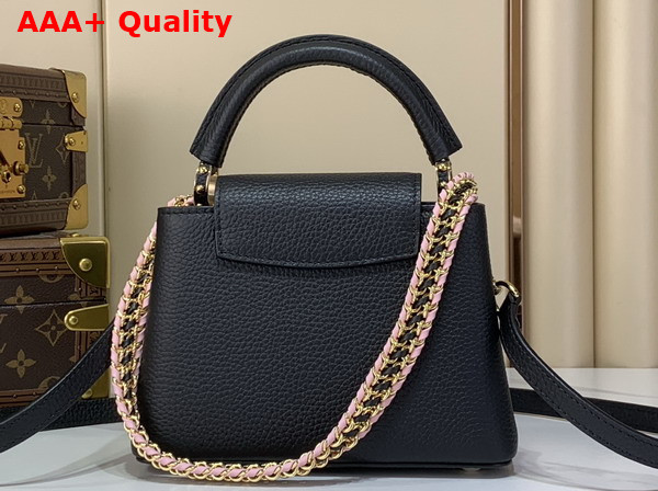 Louis Vuitton Capucines Mini Handbag in Black Taurillon Leather with Hand Braided Chain M29439 Replica