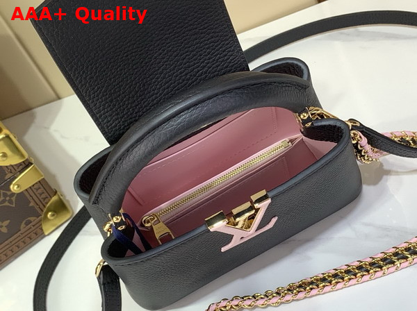 Louis Vuitton Capucines Mini Handbag in Black Taurillon Leather with Hand Braided Chain M29439 Replica