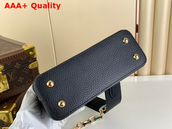 Louis Vuitton Capucines Mini Handbag in Black Taurillon Leather with Multicolored Chain M21641 Replica