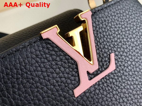 Louis Vuitton Capucines Mini Handbag in Black Taurillon Leather with Multicolored Chain M21641 Replica