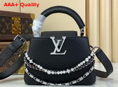 Louis Vuitton Capucines Mini Handbag in Black Taurillon Leather with Triple Chain Adornment M11908 Replica
