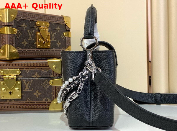 Louis Vuitton Capucines Mini Handbag in Black Taurillon Leather with Triple Chain Adornment M11908 Replica