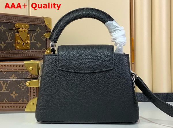 Louis Vuitton Capucines Mini Handbag in Black Taurillon Leather with Triple Chain Adornment M11908 Replica