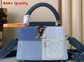 Louis Vuitton Capucines Mini Handbag in Blue Denim Patchwork Design Replica