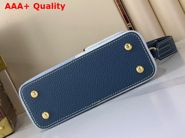 Louis Vuitton Capucines Mini Handbag in Blue Denim Patchwork Design Replica