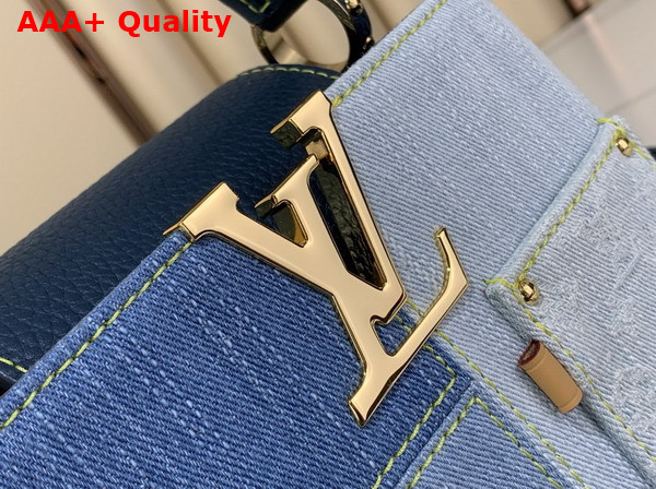 Louis Vuitton Capucines Mini Handbag in Blue Denim Patchwork Design Replica