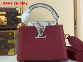 Louis Vuitton Capucines Mini Handbag in Cherry Taurillon Leather and Python Leather Trim Replica