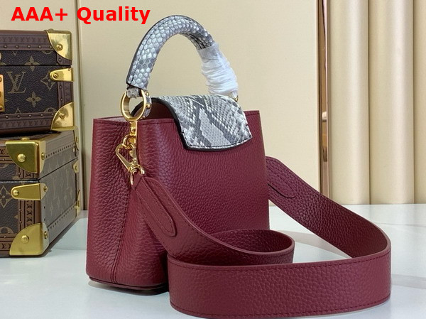 Louis Vuitton Capucines Mini Handbag in Cherry Taurillon Leather and Python Leather Trim Replica