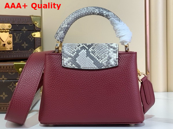 Louis Vuitton Capucines Mini Handbag in Cherry Taurillon Leather and Python Leather Trim Replica
