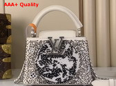 Louis Vuitton Capucines Mini Handbag in Cream Beaded Embroidered Calfskin Leather Replica