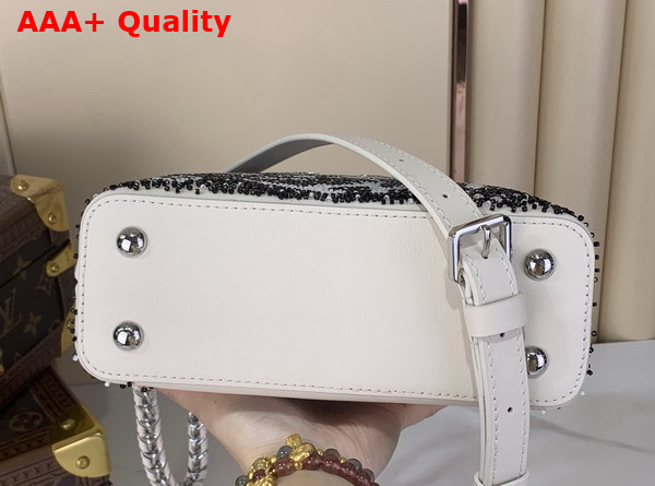 Louis Vuitton Capucines Mini Handbag in Cream Beaded Embroidered Calfskin Leather Replica