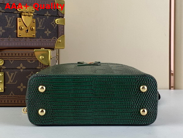 Louis Vuitton Capucines Mini Handbag in Dark Green Lizard Effect Cowhide Leather Replica