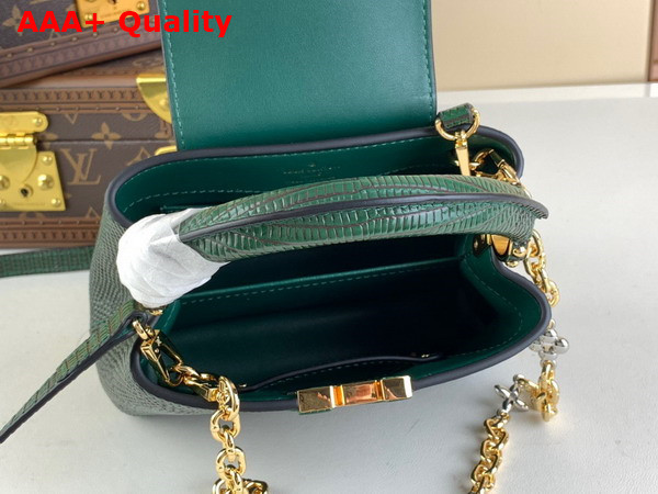 Louis Vuitton Capucines Mini Handbag in Dark Green Lizard Effect Cowhide Leather Replica