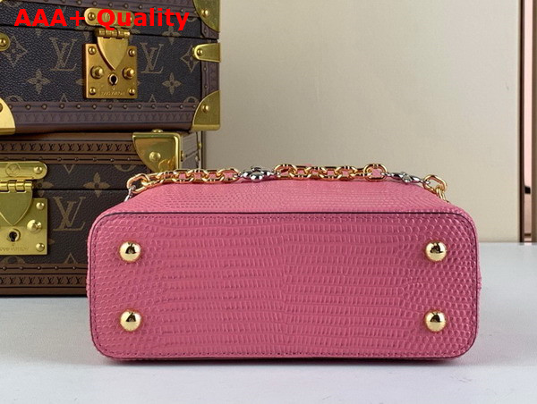 Louis Vuitton Capucines Mini Handbag in Dusty Pink Lizard Effect Cowhide Leather Replica