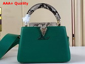 Louis Vuitton Capucines Mini Handbag in Emerald Green Taurillon Leather and Python Leather Trim Replica