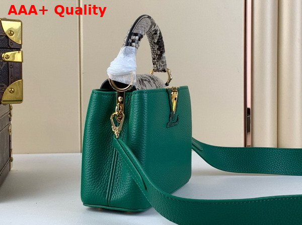 Louis Vuitton Capucines Mini Handbag in Emerald Green Taurillon Leather and Python Leather Trim Replica