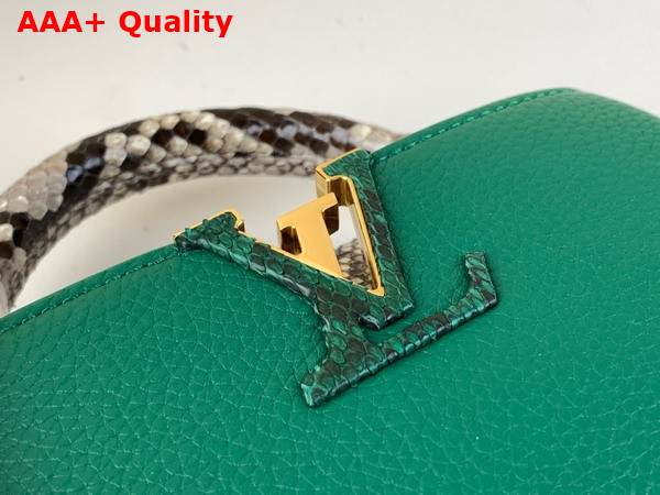 Louis Vuitton Capucines Mini Handbag in Emerald Green Taurillon Leather and Python Leather Trim Replica