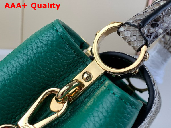 Louis Vuitton Capucines Mini Handbag in Emerald Green Taurillon Leather and Python Leather Trim Replica