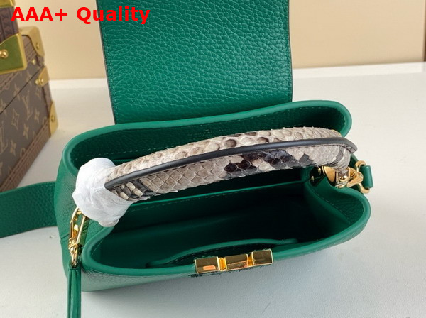 Louis Vuitton Capucines Mini Handbag in Emerald Green Taurillon Leather and Python Leather Trim Replica