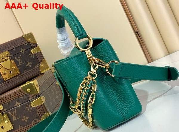 Louis Vuitton Capucines Mini Handbag in Emerald Green Taurillon Leather with Triple Chain Adornment M11906 Replica
