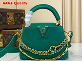 Louis Vuitton Capucines Mini Handbag in Emerald Green Taurillon Leather with Triple Chain Adornment M11906 Replica