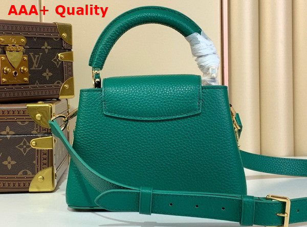 Louis Vuitton Capucines Mini Handbag in Emerald Green Taurillon Leather with Triple Chain Adornment M11906 Replica