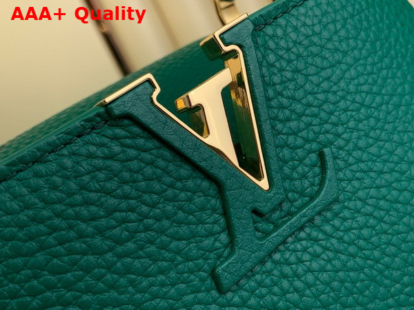 Louis Vuitton Capucines Mini Handbag in Emerald Green Taurillon Leather with Triple Chain Adornment M11906 Replica