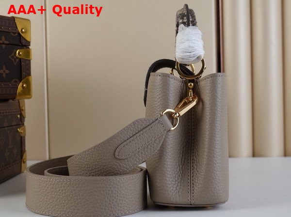 Louis Vuitton Capucines Mini Handbag in Galet Gray Taurillon Leather and Python Leather Trim N85517 Replica