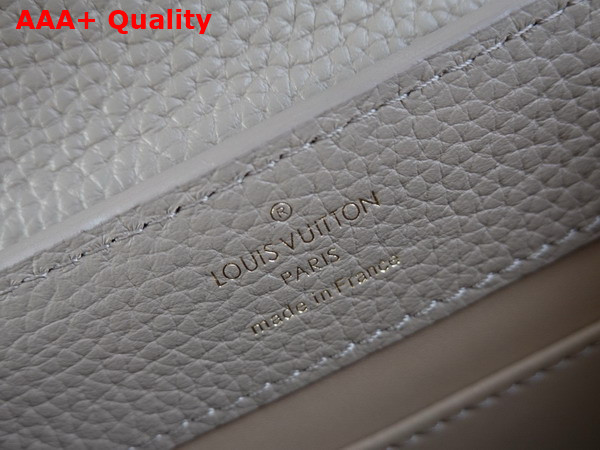 Louis Vuitton Capucines Mini Handbag in Galet Gray Taurillon Leather and Python Leather Trim N85517 Replica