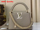 Louis Vuitton Capucines Mini Handbag in Galet Grey Taurillon Leather with Hand Braided Chain M29440 Replica