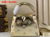 Louis Vuitton Capucines Mini Handbag in Golden Calfskin Leather with Metallic Studs M26258 Replica