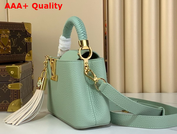 Louis Vuitton Capucines Mini Handbag in Jade Green Taurillon Leather with Tassel Charm M15157 Replica